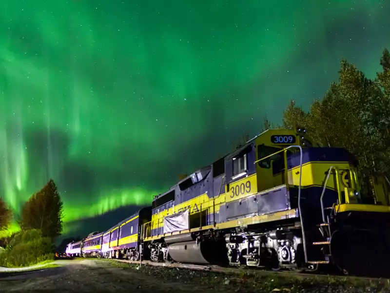 Alaska Northern Lights Train Aurora Ice Fishing Dog Mushing Sledding 2