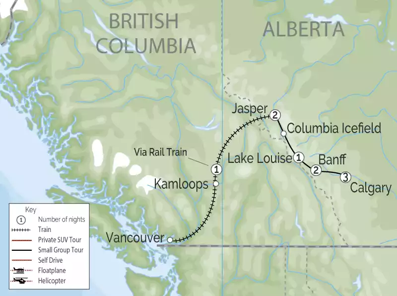 Calgary Stampede and the Canadian Rockies Train Tour Map Calgary Stampede and the Canadian Rockies Train Tour Map