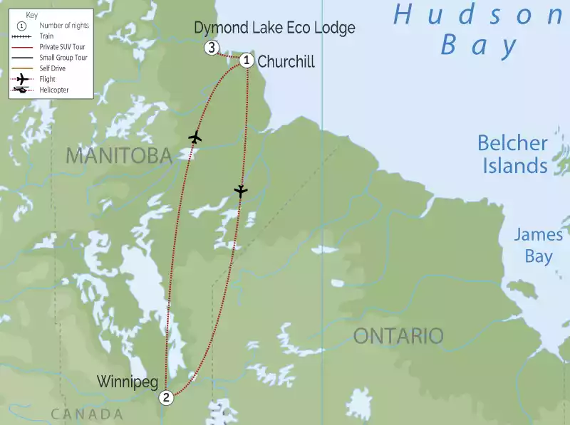 Canada Polar Bear Trip Great Ice Bear Adventure Map
