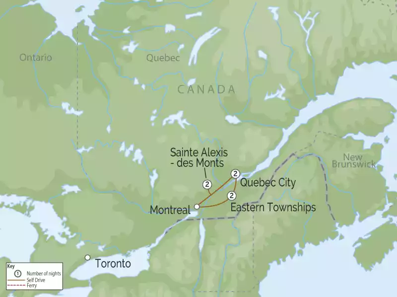 Eastern Canada Quebec Heart & Soul Road Trip map