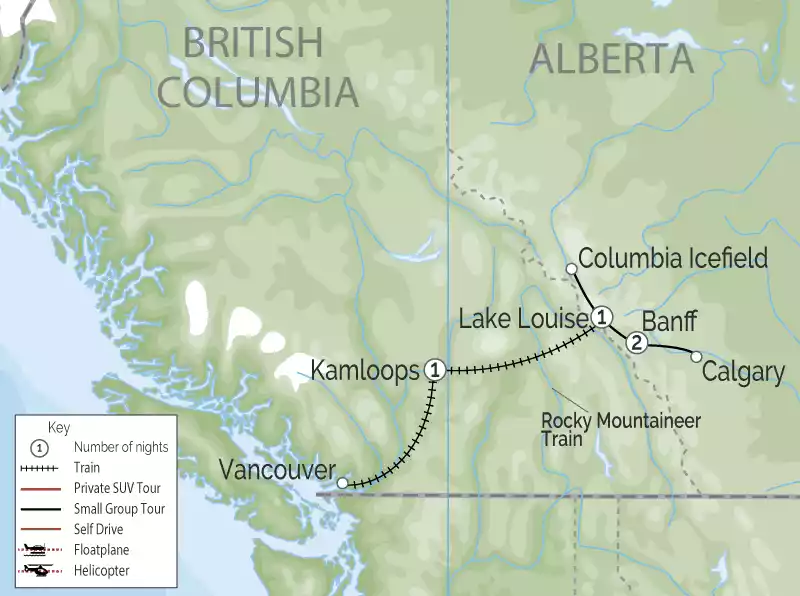 Glittering-Glaciers-of-the-Canadian-Rockies-by-Train map