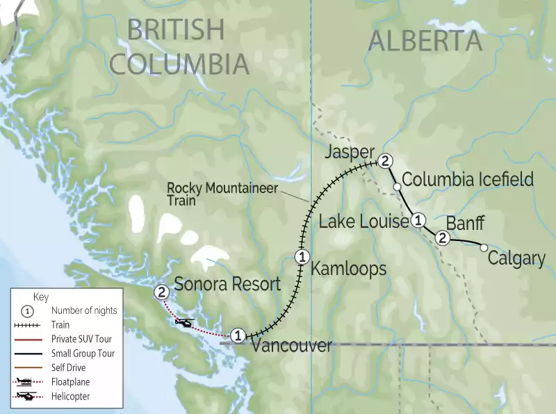 Sonora Resort | Canadian Rockies Rail Vacation Combo map
