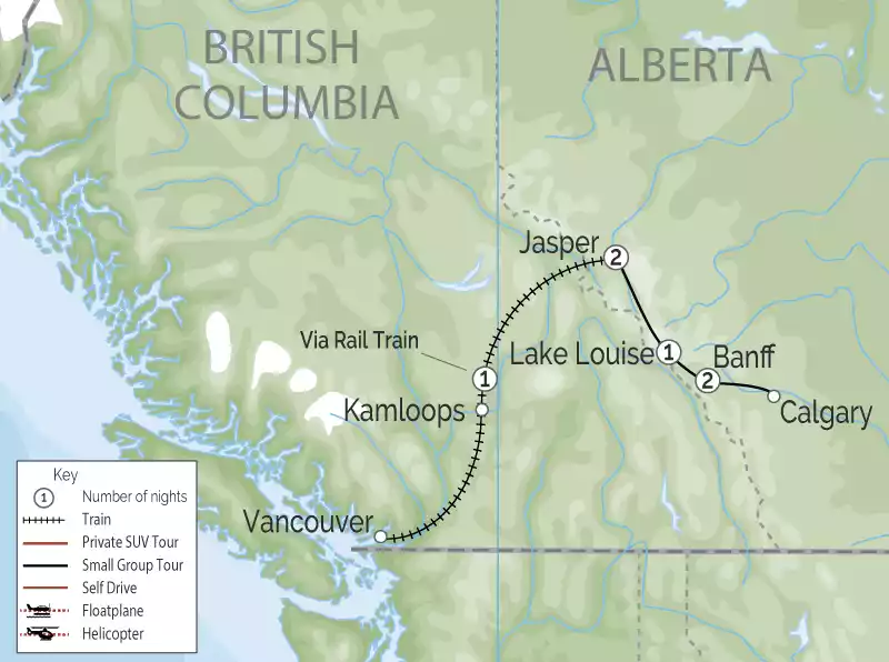 Winter Snow Train to the Canadian Rockies Via Rail Map Winter Snow Train to the Canadian Rockies Via Rail Map